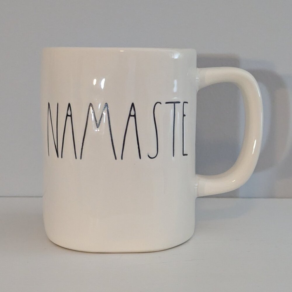 Rae Dunn by Magenta "Namaste" white Ceramic Mug